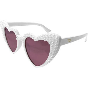 ❤️Women White Sunglasses, Pearl Heart  for Bride,Bridal Shower Accessory,